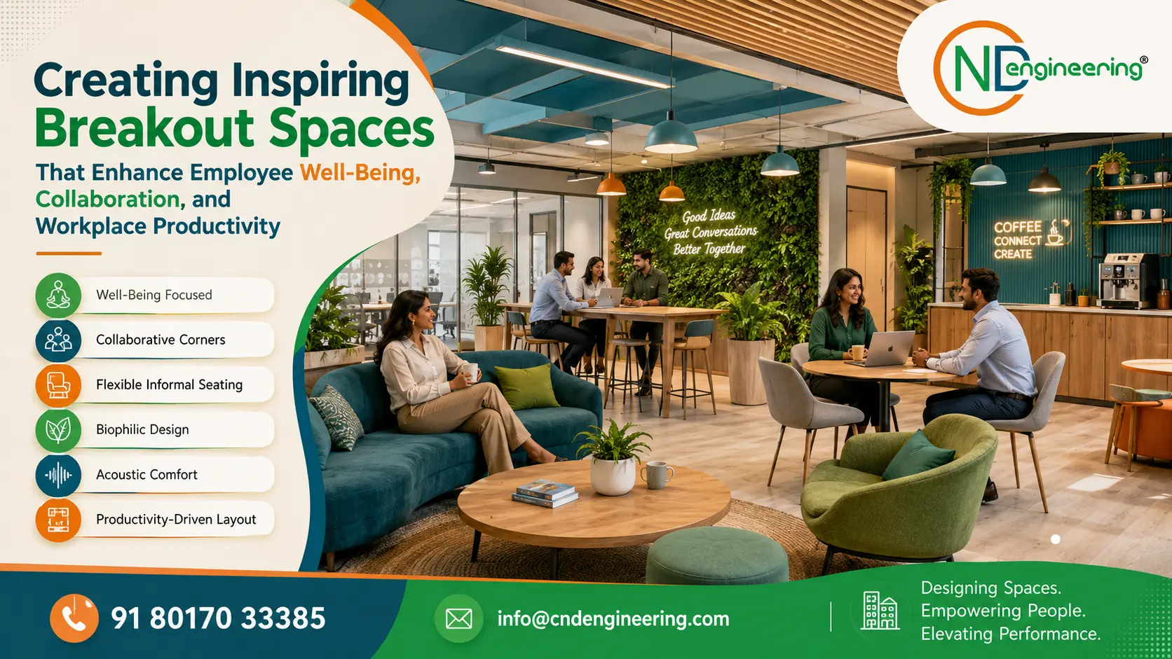 Creating inspiring breakout spaces that enhance employee well-being collaboration and workplace productivity by CND Engineering