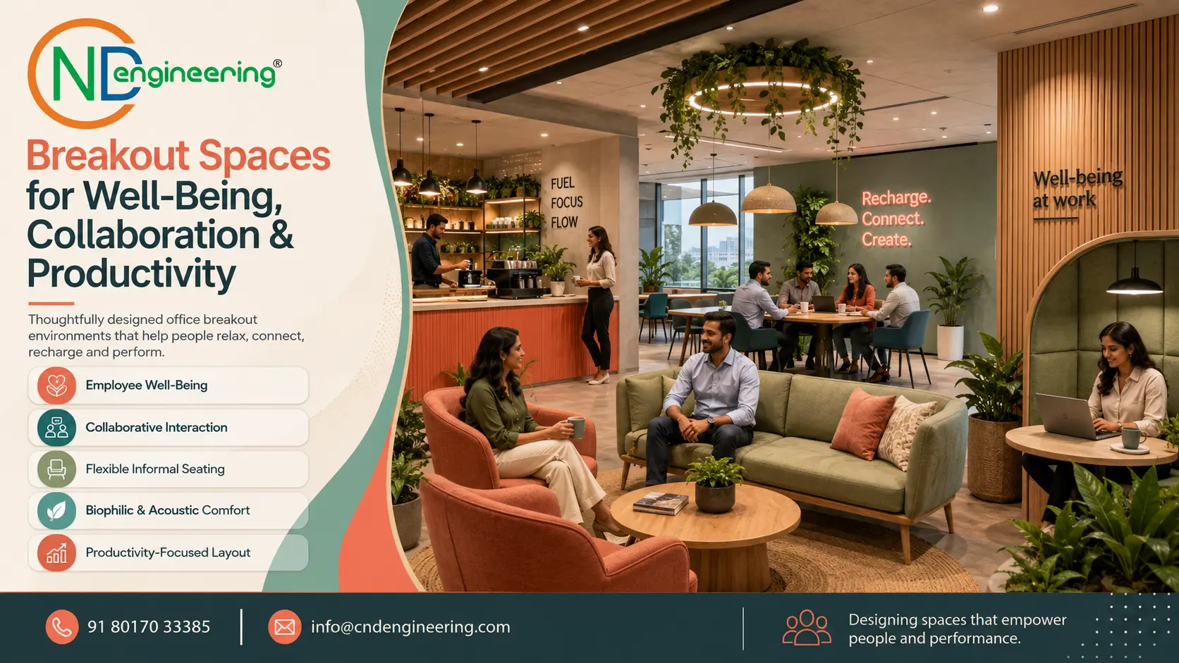 Breakout spaces that support employee well-being, collaboration and workplace productivity