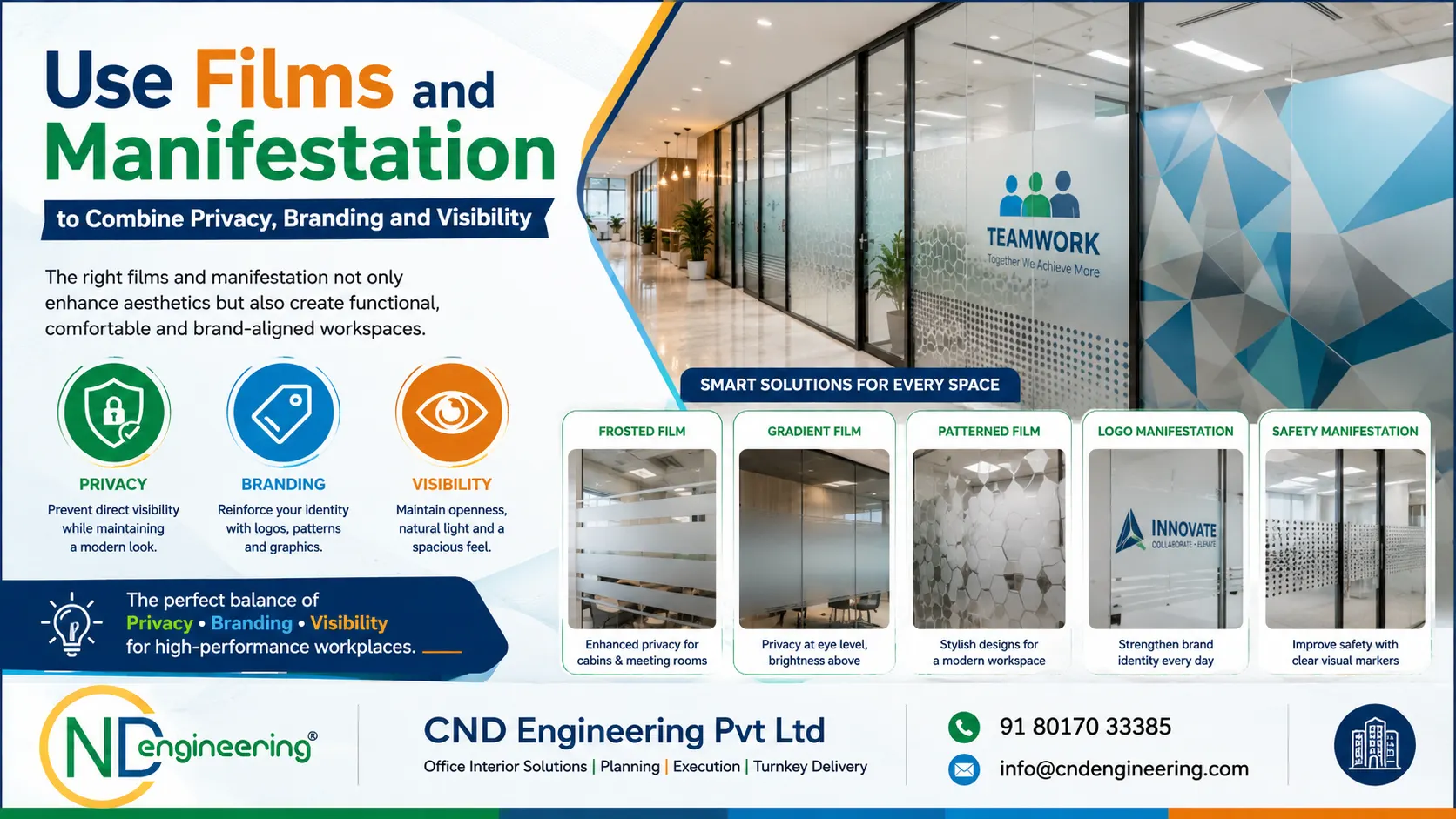 16 by 9 placeholder for branded privacy film on office glass partitions