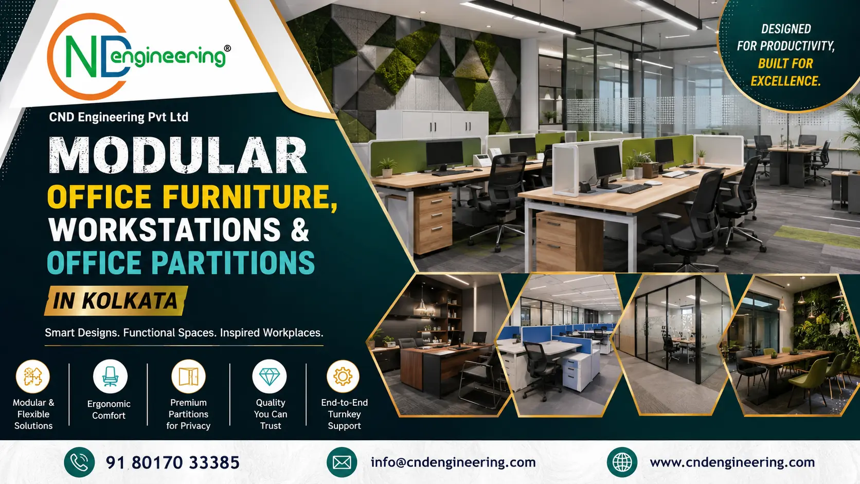 Modular office furniture workstations and office partitions in Kolkata by CND Engineering Pvt Ltd