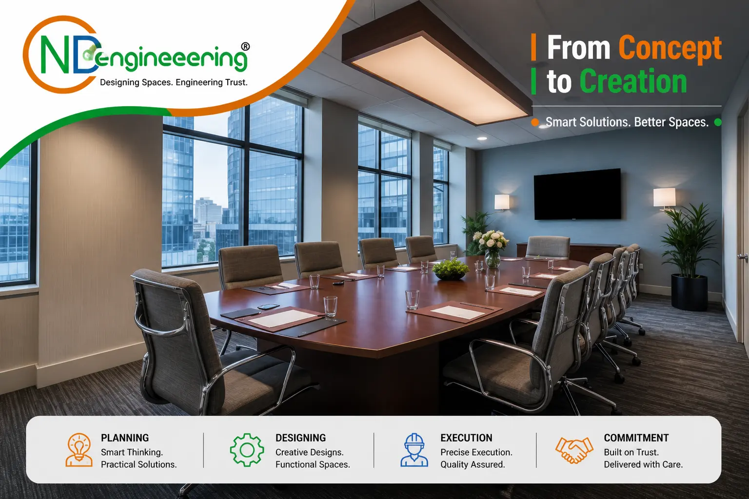 Modern office meeting room interior design in Kolkata by CND Engineering