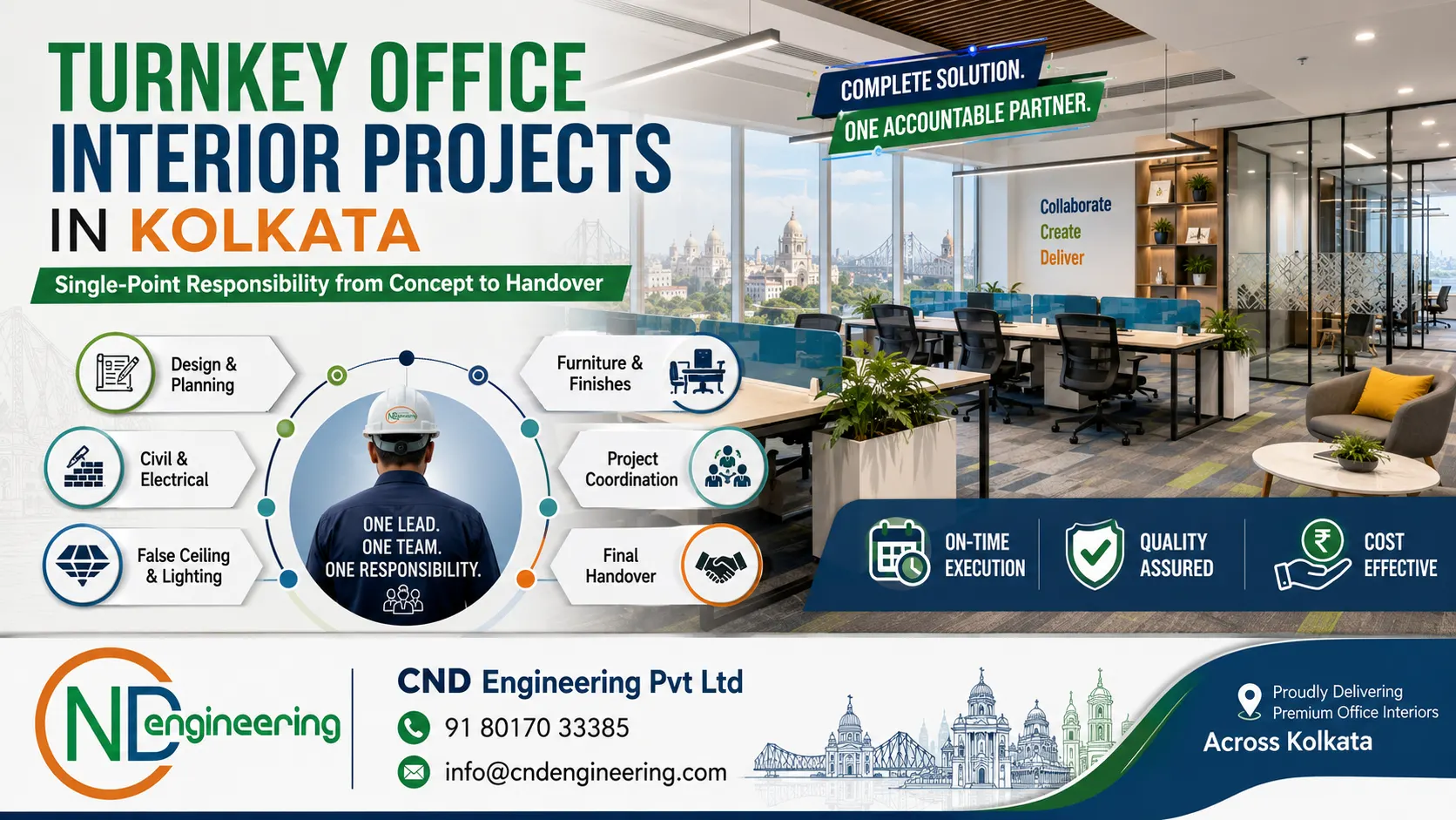 Turnkey office interior projects in Kolkata with single point responsibility by CND Engineering Pvt Ltd